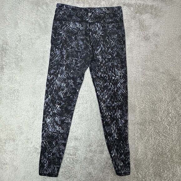 Athleta Womens L Leggings Black Gray Snake Print High Rise Stretch Athleisure - Picture 11 of 12